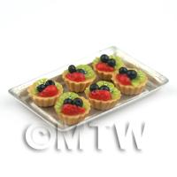 6 Loose Dolls House Miniature  Black Cherry and Kiwi Tarts on a Tray 