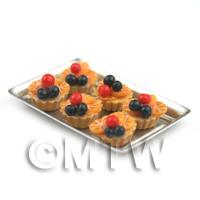 1/12th scale - 6 Loose Dolls House Miniature  Black and Red Cherry Tarts on a Tray 