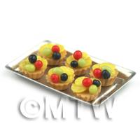 6 Loose Dolls House Miniature  Cherry and Lemon Surprise Tarts on a Tray