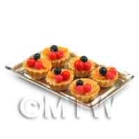 6 Loose Dolls House Miniature  Red Cherry and Orange Tarts on a Tray 