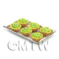 6 Loose Dolls House Miniature  Sliced Kiwi Tarts on a Tray 