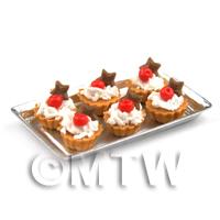 6 Loose Dolls House Miniature  Cherry and Choc Star Tarts on a Tray 