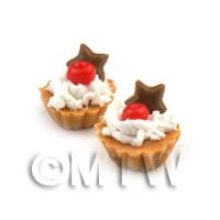 Dolls House Miniature Loose Handmade Cherry and Chocolate Star Tart
