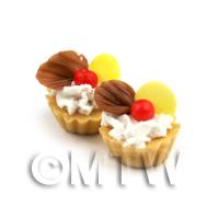 Dolls House Miniature Loose Handmade Lemon Tarts with A Chocolate Fan