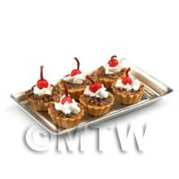 6 Loose Dolls House Miniature  Chocolate Base Tarts on a Tray