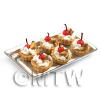 6 Loose Dolls House Miniature  Cherry and Toffee Tarts on a Tray