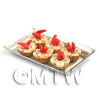 6 Loose Dolls House Miniature  Banana and Strawberry Tarts on a Tray
