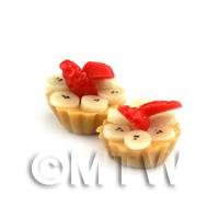 Dolls House Miniature Loose Handmade Banana and Strawberry Tart