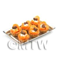6 Loose Dolls House Miniature  Peach and Orange Tarts on a Tray