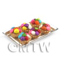 6 Loose Dolls House Miniature  Chocolate Sweet Covered Tarts on a Tray