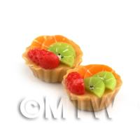 Dolls House Miniature Loose Handmade Kiwi and Strawberry Tart