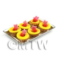 6 Loose Dolls House Miniature  Pineapple and Pink Star Tarts on a Tray