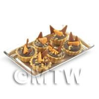 6 Loose Dolls House Miniature  Chocolate Orange Tarts on a Tray 