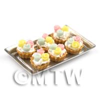 6 Loose Dolls House Miniature  Fondant Rose Tarts on a Tray 