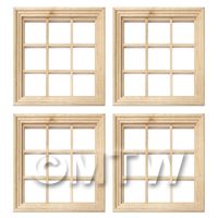 4 x Dolls House Miniature 9 Pane Georgian Windows And Glazing