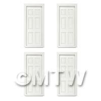 4 x Dolls House Miniature White 6 Panel Wood Doors
