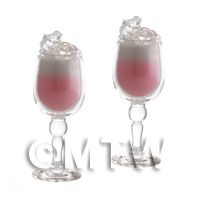 2 Miniature Strawberry Kiss Cocktails In a handmade Glasses 