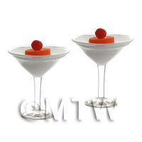 2 Miniature Banana Daiquiri Cocktails In Martini Glasses