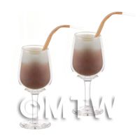 2 Miniature Chocolate Monkey Cocktails In a Handmade Glasses 