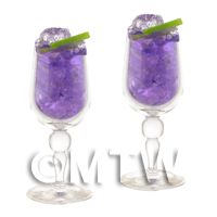 2 Miniature Purple Stardust Cocktails In Handmade Glasses 