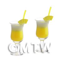 2 Miniature Mai Tai Pineapple Cocktails In a Handmade Glasses
