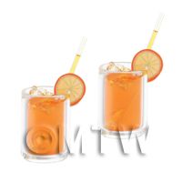 2 Miniature Vodka Orange Cocktail In Long Glasses