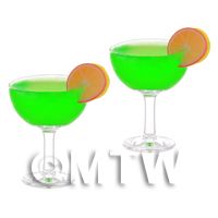 2 Miniature Melon Daiquiri Cocktails In Martini Glasses 