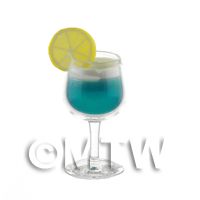 Miniature Blue Fizzy Cocktail In a Handmade Glass 