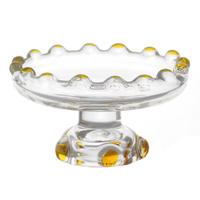 Dolls House Miniature Yellow Glass Single Tier Cake Stand