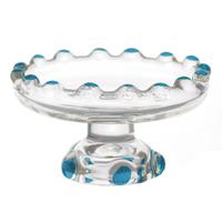 Dolls House Miniature Cyan Glass Single Tier Cake Stand 