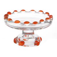 Dolls House Miniature Orange Glass Single Tier Cake Stand 