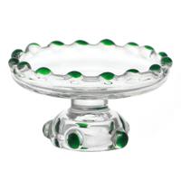 Dolls House Miniature Handmade Green Glass Single Tier Cake Stand