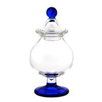 Dolls House Miniature Hand Blown Blue Counter Top Sweet / Storage Jar 