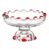 Dolls House Miniature Red Glass Single Tier Cake Stand