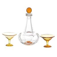 Dolls House Miniature Amber Top Glass Decanter and Glasses