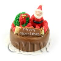 Dolls House Miniature Chocolate Father Christmas Cake 