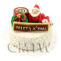 Dolls House Miniature Snowy Christmas Cake 