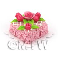 Miniature Small Square Pink Lattice Cake With Roses
