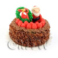 Dolls House Miniature Chocolate Christmas Cake 