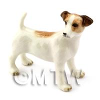 1/12th scale - Dolls House Miniature Ceramic Standing Jack Russell 