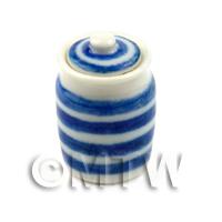 Dolls House Miniature Storage jar - blue/white stripe