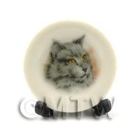 Dolls House Miniature Cat Plate Style1 and Removable Plate Stand