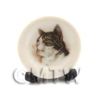 Dolls House Miniature Cat Plate Style 2 and Removable Plate Stand