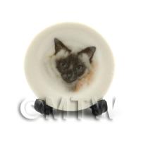 Dolls House Miniature Cat Plate Style 4 and Removable Plate Stand