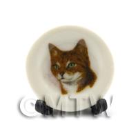 Dolls House Miniature Cat Plate Style 5 and Removable Plate Stand