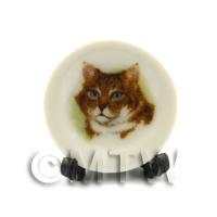 Dolls House Miniature Cat Plate Style 6 and Removable Plate Stand