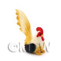 Dolls House Miniature  Black, White and Yellow Cockerel 