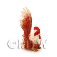Dolls House Miniature Brown and White Cockerel 