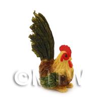 Dolls House Miniature Green And Brown Cockerel 
