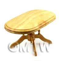 Dolls House Miniature Light Oak Oval Dining Room Table  
